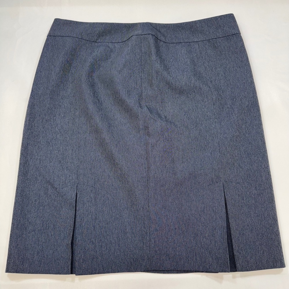 NWOT Evan Picone Black Label Pencil Skirt Women US 18 Blue Heathered Kick Pleat